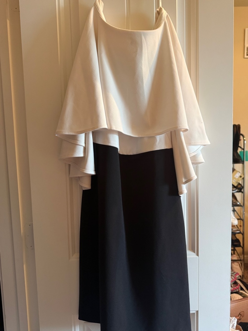 Calvin Klein Two-Tone Black and White Layered Dress